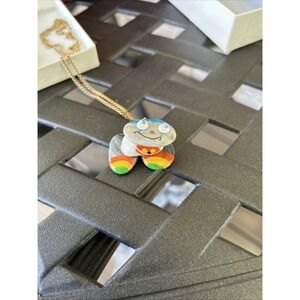 Vintage 80's Stone Rock‎ Creature Google Eyes Necklace Made Taiwan